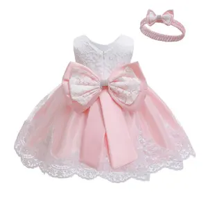 Made In China Girls Lace Dress New Children Skirt Costumes Baby First Birthday Party Wedding Dresses