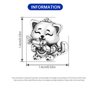 Nuevo colgante de cuentas con diseño de gatito de dibujos animados comiendo pescado, diseño original, lujo discreto, moderno y versátil - Product Image 3