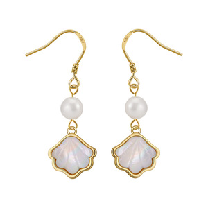 Pendientes Hipoalergénicos de Plata de Ley 925, Pendientes Colgantes con Perlas de Agua Dulce y MOP, Chapados en Oro de 14K y Rodio <span class=keywords><strong>para</strong></span> Mujer, Regalo - Product Image 1