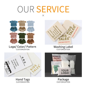 Set di abbigliamento per bambini in cotone di lino 2 pezzi all'ingrosso per bambini e bambine completi in tinta unita Set corti Set di vestiti estivi per bambini - Product Image 2