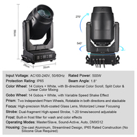 Professionnel 500W IP65 pour éclairage, gobo 14 couleurs, stroboscope haute vitesse pour concerts en plein air, stades, mariages, DMX512