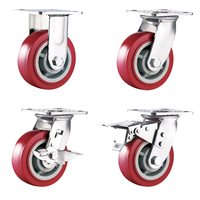Roulettes pivotantes robustes rouges de 4/5/6/8 pouces, 150 mm, noyau en PP, roues en polyuréthane PU pour chariot
