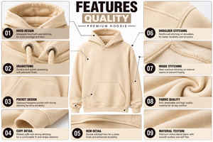 Sudadera con Capucha y Pantalones Deportivos para Hombre, Estilo Casual, Manga Larga, Talla Grande, Color Beige Sólido, Algodón/Felpa - Product Image 3
