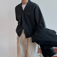 Cardigan en tricot confortable pour homme, col en V, couleur unie, grande taille, style décontracté, fabriqué par le fabricant
