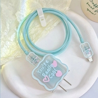 Funda de silicona para cargador de Apple, funda protectora de cabeza, bobinadora de línea de Cable de corazón de dibujos animados bonitos para iPhone, adaptador de corriente, cubierta de 18/20W