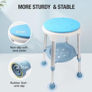 Sgabello da Doccia Girevole Antiscivolo Regolabile, Sedile da Bagno per Anziani e Disabili, Attrezzatura di Sicurezza per il Bagno - Product Image 2