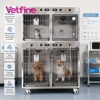Cage d'unité de soins intensifs (USI) vétérinaire 4 portes en acier inoxydable pour chiens et chats, la plus vendue, avec thérapie infrarouge et oxygène, facile à utiliser
