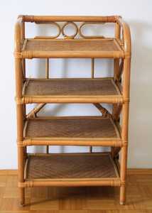 Étagère en rotin du milieu du siècle avec 4 niveaux faits à la main au Vietnam - Product Image 3