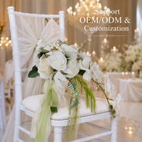 Bouquet de mariée cascade blanc et vert, bouquet de verdure sauvage, thème jungle, bouquet de fleurs artificielles en cascade pour mariage