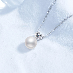 Lovely Heart <strong>Pendant</strong> Natura Freshwater <strong>Pearl</strong> Jewelry Modern Design VVS Moissanite Sterling Pure Silver S925 <strong>Necklace</strong> for Girls - Product Image 5
