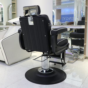 Fauteuil de coiffure professionnel style influenceur, chaise de barbier en métal inclinable et relevable, se repose à plat, sensation de luxe légère - Product Image 4