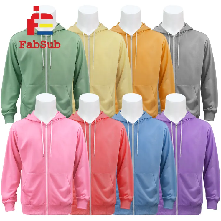 Volwassen Peuter Jeugd Blanco Hoodie Grijs Wit Roze Salie 100% Polyester Sublimatie Rits Hoodies