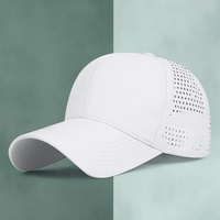 Casquette de baseball unisexe adulte en PVC perforé à séchage rapide, 6 panneaux, réglable, logo personnalisé, légère, respirante, couleur unie