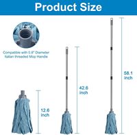 Tête de balai microfibre super absorbante légère avec manche en aluminium, personnalisable avec logo couleur, pour usage domestique
