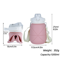 Bouteille d'eau pliable en silicone de 1200 ml |   Gourde de voyage pliable pour la randonnée/camping (sans BPA et étanche)