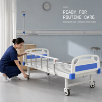 Lit d'hôpital manuel à manivelle simple avec bande de tête de lit en ABS, capacité de 170 kg, 4 prises pour poteaux IV, certifié CE ISO