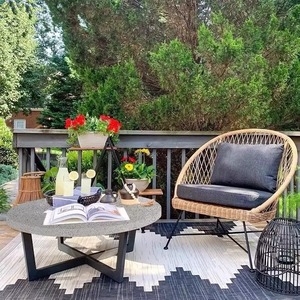 Ensemble de table et chaises de balcon extérieur, style créatif, en rotin, trois pièces, pour terrasse et gîte - Product Image 3