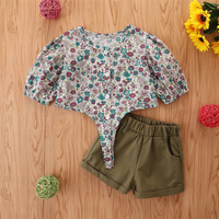 Chemisier en coton à imprimé floral élégant pour filles, vêtements d'été personnalisés pour enfants, manches courtes, décontracté et mignon pour les vacances