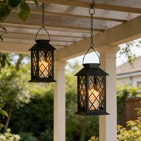 Lanternes solaires LED de jardin en gros, style rustique, avec cadre métallique, étanches, pour décoration de table ou suspendues