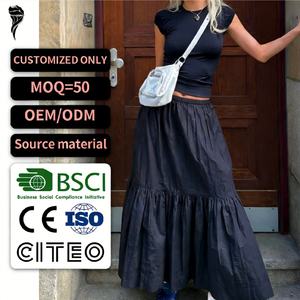 กระโปรงพลีททรงวินเทจ OEM สไตล์ลำลองอเนกประสงค์ เอวสูง สีพื้น ทรงหางปลา ยาวพลิ้ว - Product Image 1