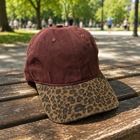 Gorra de Béisbol Vintage con Estampado de Leopardo, Parche con Letras Bordadas, Gorra de Algodón Lavado Estilo Dad Hat, Logotipo Personalizado, Unisex, Deportiva, Casual, Tipo Trucker