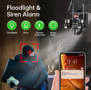 Caméra de surveillance de sécurité IP sans fil PTZ 3PTZ 5 objectifs 4 écrans UHD extérieure 4G avec carte SIM, alimentation solaire et audio Wi-Fi - Product Image 3