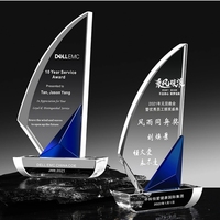 ADL Nouveau Design K9 Cristal Clair Verre Trophée Prix Voilier Bateau Voilier Artisanat Thème Affaires Gravure Plaques de Chine