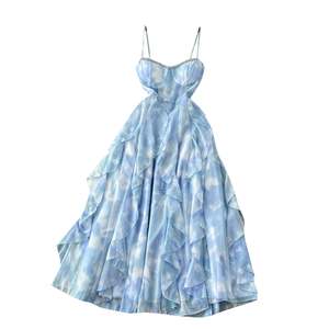 Vestido Maxi Tipo Túnica Tejido Ecológico Estilo Hada Otoñal para Mujer, Sin Tirantes, Sin Mangas, con Diamantes, Volantes y Encaje, Elegante Vestido de Fiesta - Product Image 5