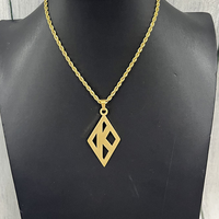 Collier pendentif en acier inoxydable Kappa Alpha Psi Fraternity, bijou lettre grecque creuse en diamant, chaîne torsadée pour homme