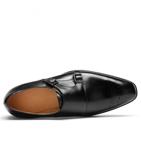Chaussures habillées de luxe pour hommes en cuir de veau véritable, à double boucle moine, style brogue avec boucle sculptée