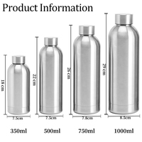 Gourde isotherme réutilisable en acier inoxydable avec logo personnalisé, 500 ml et 750 ml, anti-fuite, pour le voyage, le sport et la boisson