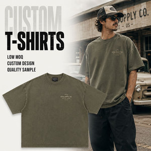 Camiseta con Efecto Ácido, Color Personalizado, Talla Grande, para Gimnasio, Camiseta para Hombre, Impresión DTG, Camiseta Vintage Personalizada de Alta Calidad - Product Image 1