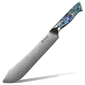 Abalone Handle Custom Made Hand Crafted Damascus Steel Blank Kitchen Chef Knife Set