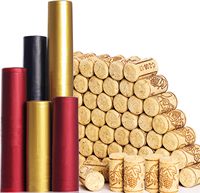 100 bouchons de vin naturels et 3 capsules thermorétractables en PVC de 3 couleurs pour bouteilles de vin, bouchon droit