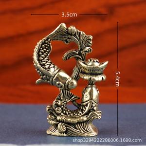 Đồng thau Song Ngư chơi Ngọc Trai Sáng Tạo cá nhảy rồng cổng bức tượng Trung Quốc phong phú hàng năm - Product Image 2