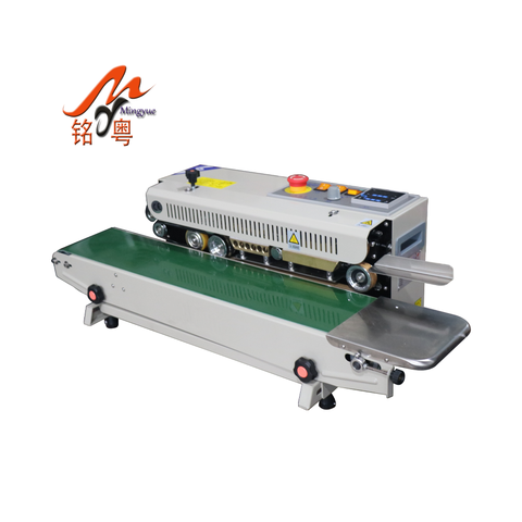 Factory Supply Continuous Band Small Bag Sealing Machine New Date Printing for Beverage Foil Film Paper Pouch Wood Gear