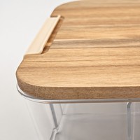 Boîte à collation avec planche à découper 2-en-1, couvercle en bois, conteneur de stockage alimentaire portable pour les déplacements, cuisine nomade
