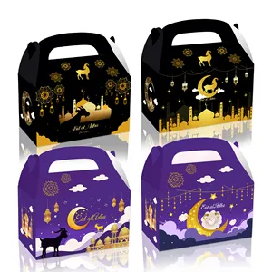 DD274 Eid Al Adha 12 PCS Gift Candy Cookie Paper Gift Box for Islamic Ramadan Mubarak Party Supplies