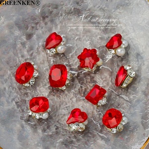 10 pièces sac nouvel an <span class=keywords><strong>Bordeaux</strong></span> rouge Nail Art accessoires étincelant Pile diamant ongles breloques bricolage hiver ongles décorations - Product Image 5