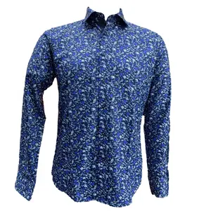 Camiseta de manga larga para hombre joven, camisa informal de algodón con estampado de pantalla rotativa digital ajustada para hombre