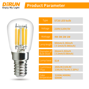 <span class=keywords><strong>Ampoule</strong></span> LED à <span class=keywords><strong>filament</strong></span> 2W T20 ST26 E14, mini <span class=keywords><strong>ampoule</strong></span> LED vintage, petites ampoules LED Edison, FLT-MINI-E14 - Product Image 1
