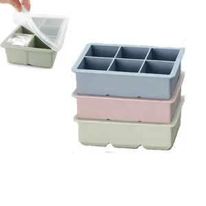2023 Silicone Ice Cube Tray Fresh Food Container 6 Portions Baby Freezer Tray with Lid For Store Soup Broth Sauce Leftovers