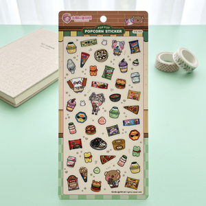 [Sowony Playground] Autocollants 3D imperméables Popcorn, thème boutique de friandises, style coréen, bonbons mignons, Kawaii, feuille d'autocollants décoratifs pour agenda et carnet - Product Image 3
