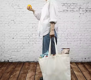 Customized logo, large capacity <b>canvas</b> shopping tote bag, environmentally friendly cotton wholesale, cheap - Product Image 3