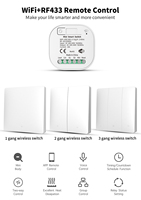 Pour Tuya Wifi RF 433 MHz Module de commutateur de télécommande sans fil auto-alimenté pas de batterie nécessaire interrupteur mural Compatible Alexa 16A M