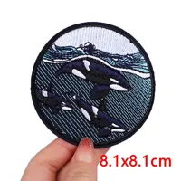 Patchs brodés 3D faits main écologiques personnalisés pour vêtements, motif Chat porte-bonheur japonais, vagues, Mont Fuji, fleurs de cerisier, thermocollants