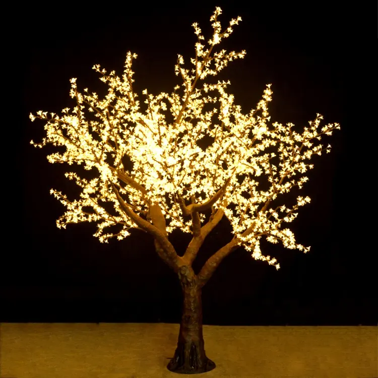 Al aire libre al por mayor impermeable jardín boda paisaje Navidad decoración iluminación artificial blanco flor de cerezo LED árbol lámpara