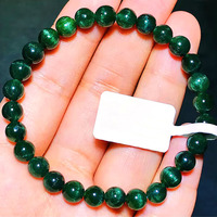 Bracelet en tourmaline verte naturelle brésilienne de qualité supérieure, vert profond, avec perles à effet œil de chat, pour un cadeau de luxe haut de gamme