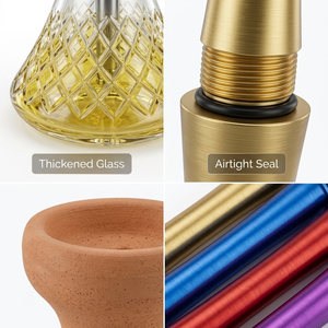 Chicha portable multi-couleurs, design moderne, base en verre jaune, en alliage d'aluminium, chicha élégante pour salon - Product Image 4