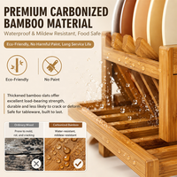 Égouttoir à vaisselle multifonctionnel en bambou carbonisé foncé, écologique et léger, avec support à couteaux, pour cuisine